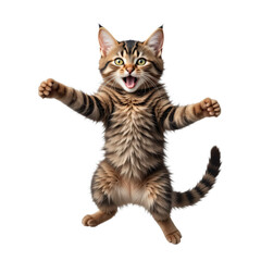 Obraz premium Jumping cat isolated on transparent background. 