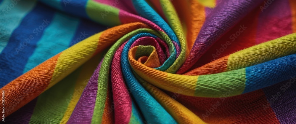 Poster vibrant closeup of rainbow striped fabric creating a colorful textile pattern showcasing rich textur