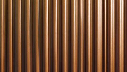Copper colored vertical metal lines texture background pattern with reflections and smooth finish