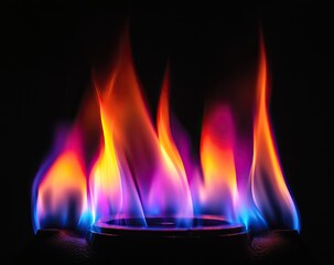 Colorful flames on dark background