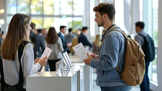 2_Conference Registration Desk with Attendees Checking In
