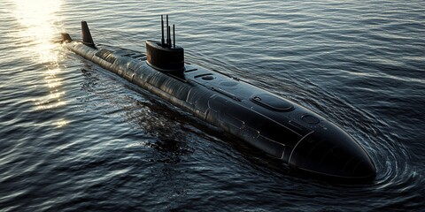 silent power: a dramatic view of a modern submarine underwater