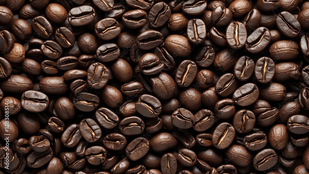 Poster coffee beans close-up background showcasing rich textures and colors ideal for coffee related projec