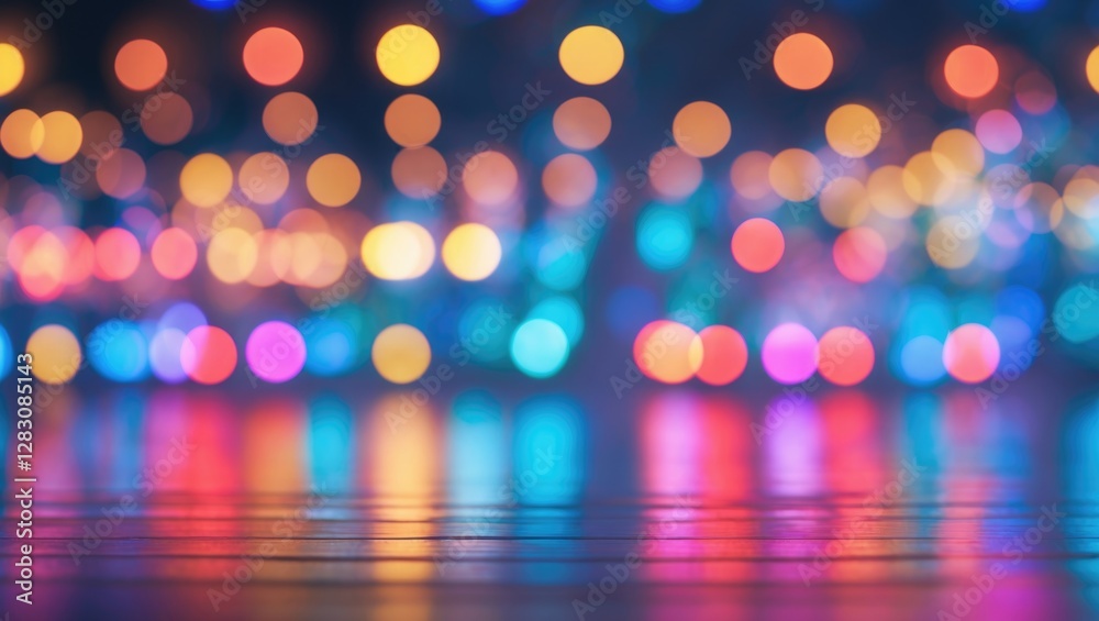 Poster vibrant blurred bokeh light background ideal for festive events and creative designs showcasing colo