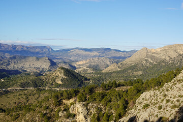 Fototapeta premium The mountain panorama opening from the hiking path to Puig Ca Campana, Finestrat, Spain 