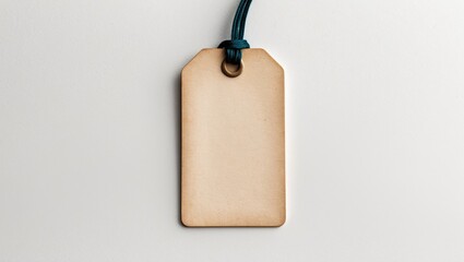 Blank tag label with string on plain background for branding or price labeling purposes