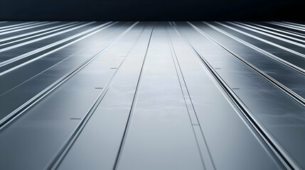 Obraz premium Abstract Metallic Surface With Parallel Lines in a Dark Environment