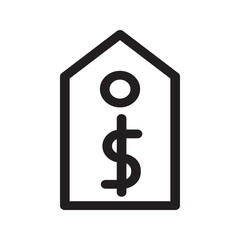 Classic price tag outline featuring a small hole for threading.