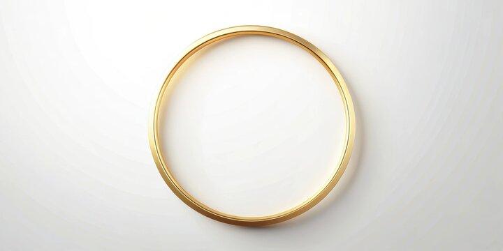 A golden circle with a subtle shimmer effect set against a clean and minimalistic white background , abstract