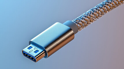 Close-up of detailed braided USB-C cable highlighting its sleek and durable design