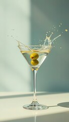 Martini Splash with Green Olives