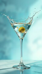 Martini Splash with Green Olives