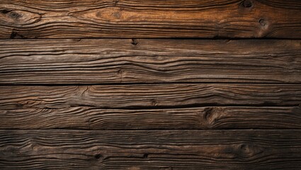 Fototapeta premium Textured close-up of rustic wooden planks with varying shades of brown and natural grain patterns suitable for background or design purposes Copy Space