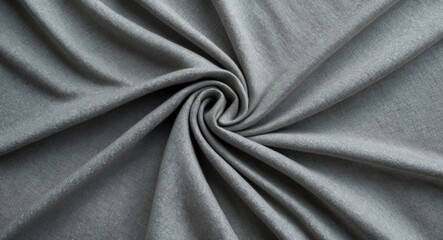 Obraz premium Grey fabric texture with spiral pattern showcasing soft, smooth textile surface and natural light shadows Copy Space