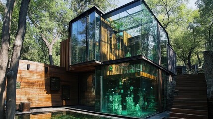 Obraz premium Transparent acrylic panels used as an eco-friendly roofing solution for modern homes