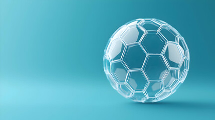 Fototapeta premium Transparent Glass Sphere With Hexagonal Pattern On Blue Background Digital Concept