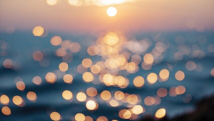 Bokeh effect of shimmering sunlight on ocean waves creating a dreamy blurred background perfect for tranquil settings.