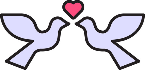 Wedding Doves Filled Line Icon