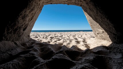 Beach view from sandcastle; sunny day