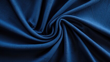 Obraz premium Dark blue synthetic fabric texture with smooth folds showcasing elegant textile design for fashion or interior decoration applications.