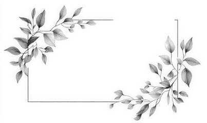 Abstract leaves on white background,  silver colored