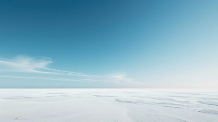 Serene Winter Landscape Expansive White Snowscape Under a Clear Blue Sky