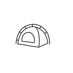 hand drawn tent line icon