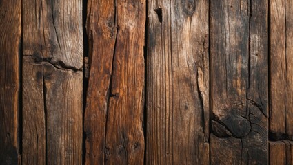 Naklejka premium Old weathered wooden planks with a natural rustic texture and varied colors creating a vintage background pattern