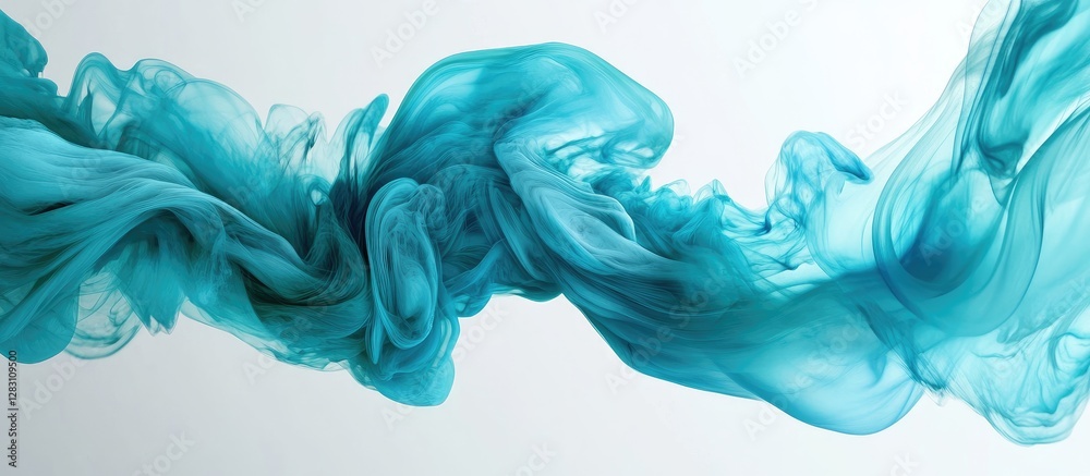 Aufkleber turquoise fluid acrylic art waves seamlessly blend against a soft white background showcasing vibran
