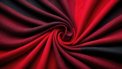 Fototapeta premium Vibrant red and black fabric texture showcasing soft draping and intricate patterns, ideal for design, fashion, and textiles projects.