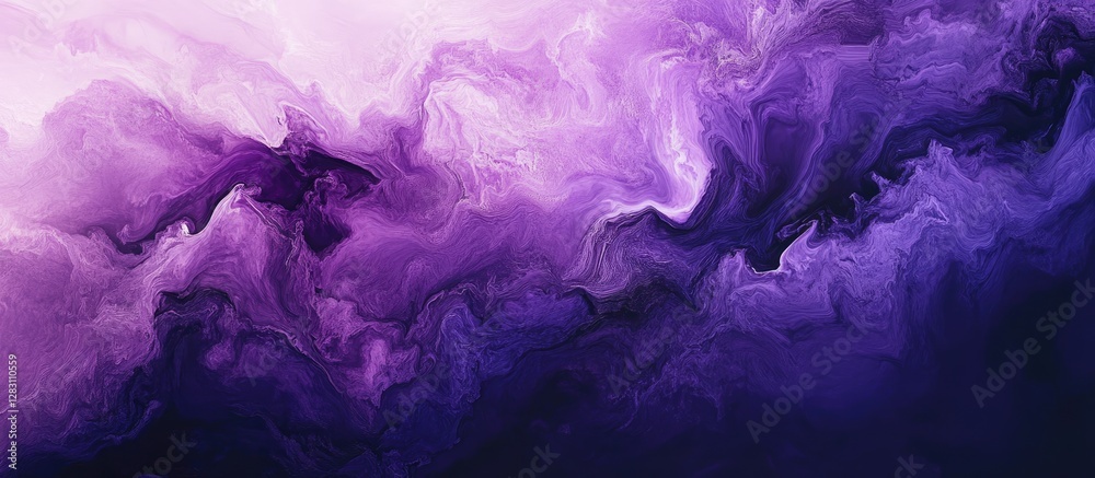 Poster abstract purple and blue swirling patterns with soft gradients and flowing textures creating a dream