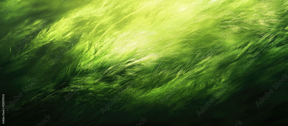 Poster Abstract blurred green grass texture with vibrant emerald tones creating a soft organic background, ideal for nature-themed projects and designs.
