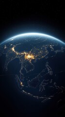 A glowing network of connections spans the globe, symbolizing the power of technology, communication, and unity in a connected world. 