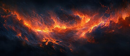 Fototapeta premium Dynamic flames dance with vibrant oranges and reds against a deep black background showcasing intricate fire textures and mesmerizing movement.