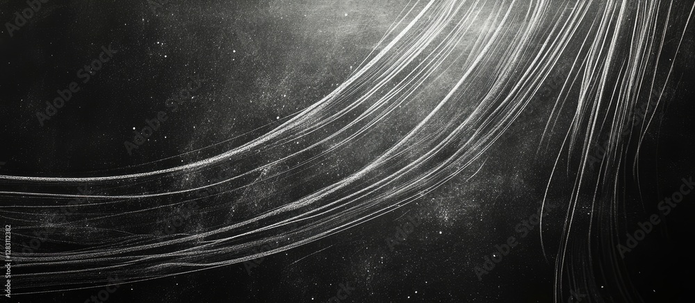 Leinwandbilder chalkboard texture with black background and dynamic white chalk lines flowing from left to right cr