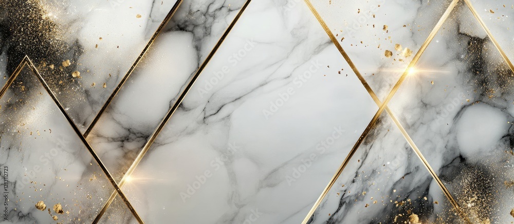 Aufkleber elegant marble texture background featuring light gray and white tones, accented with gold geometric