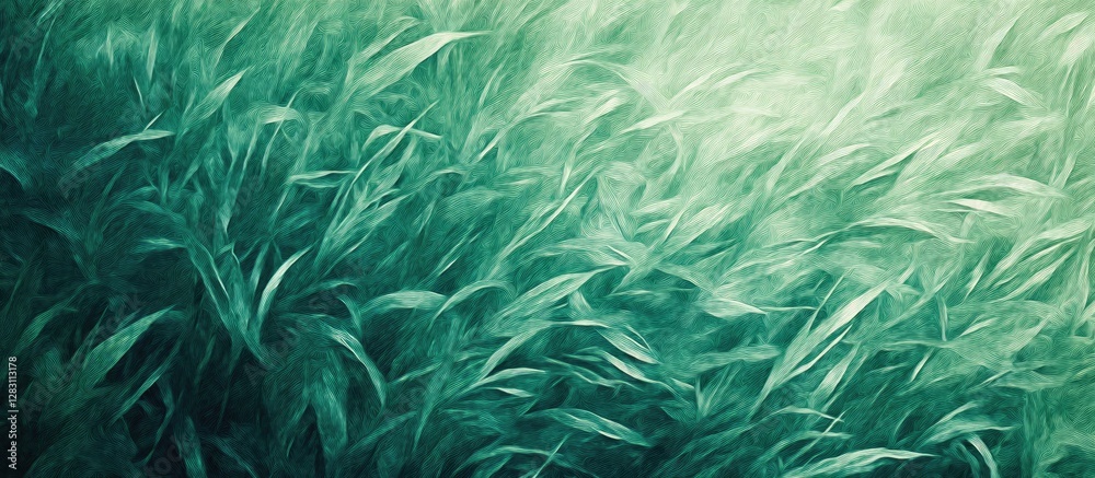 Poster Abstract green grass background with soft textured blades flowing from the bottom to the top, creating a vibrant and refreshing spring feel.