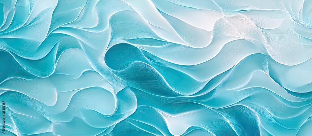 Fototapete Abstract fluid background in varying shades of blue with soft undulating waves and smooth gradients creating a tranquil and serene atmosphere.