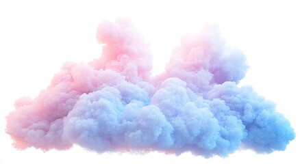 Fototapeta premium Pastel colored cloud-like smoke formation isolated on white background