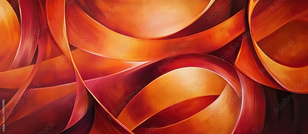 Fototapete abstract swirling patterns in warm shades of orange, red, and copper, creating a dynamic and fluid c