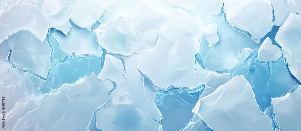 Aufkleber cracked white ice surface with striking blue icy patterns and shades of light blue, creating a textu