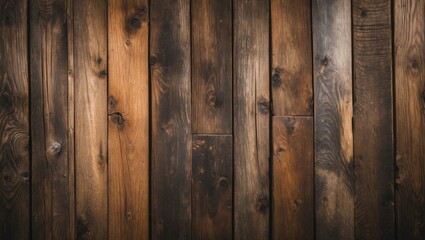 Naklejka premium Wooden wall texture with natural variations in color and grain featuring brown tones and rustic appeal suitable for background use
