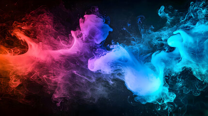 Fototapeta premium Abstract Color Smoke Explosion On Black Background With Blue Red And Purple Hues
