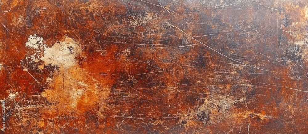 Aufkleber Worn rusty brown textured background featuring scratches and signs of age with a distressed appearance ideal for vintage or industrial designs.