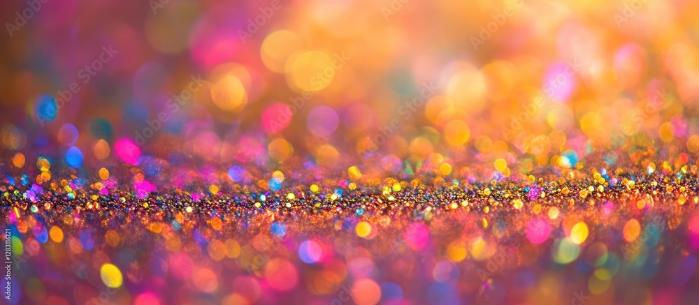 Aufkleber futuristic abstract background with colorful glowing bokeh in vibrant pink, gold, and purple hues; d