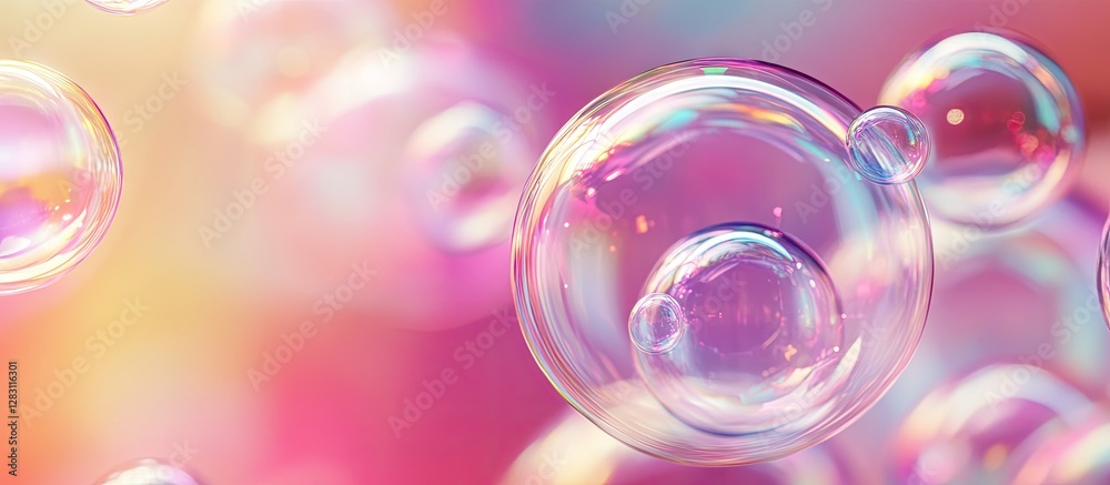 Fototapete bubbles suspended underwater with soft pastel colors blending in the background creating an ethereal