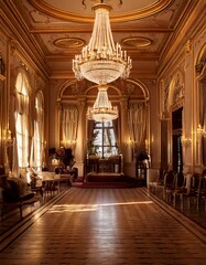 era ballroom with chandeliers and elegant decor 