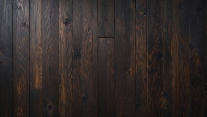 Naklejka premium Dark wooden floor texture with parallel planks showing natural grain and knots in a minimalist design suitable for backgrounds and surfaces