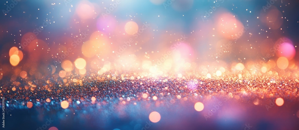 Leinwandbilder magical shimmering background featuring golden sparkles with vibrant blue and pink bokeh effects cre
