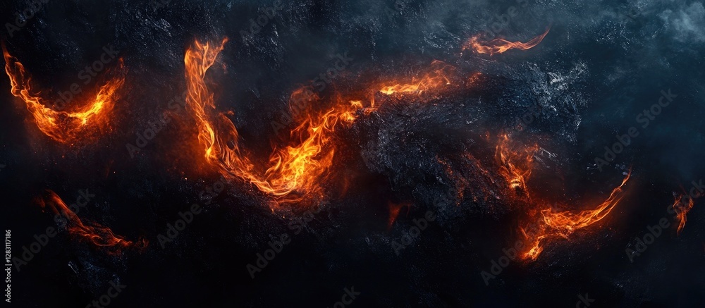 Leinwandbilder vivid flames in shades of orange and yellow dance against a dark smoky background creating dynamic t